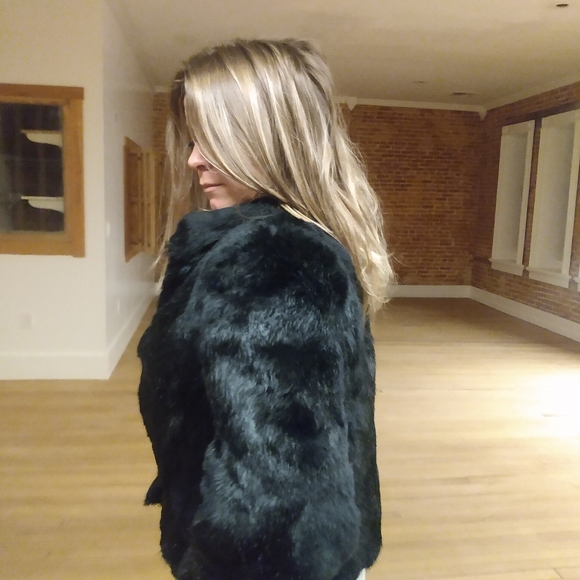 💯 rabbit fur black rabbit coat - Picture 3 of 13